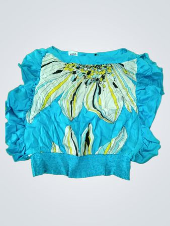 bebe Blue Floral Blouse