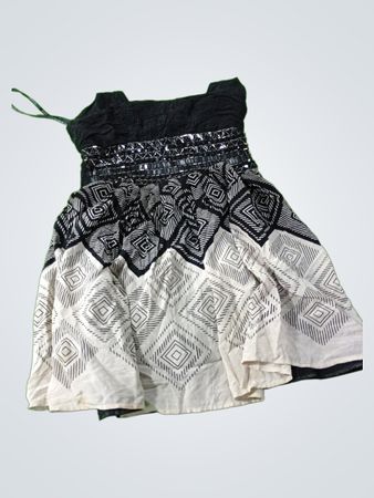 Bebe Black & White Geometric Print Dress