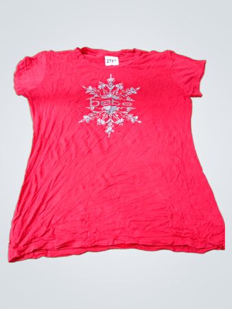 Red T-Shirt with Snowflake Design