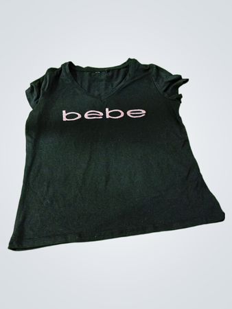 Bebe Black V-Neck T-Shirt