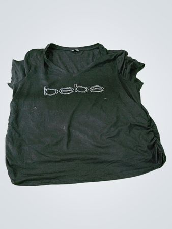 Bebe Sport Black Rhinestone Logo T-Shirt