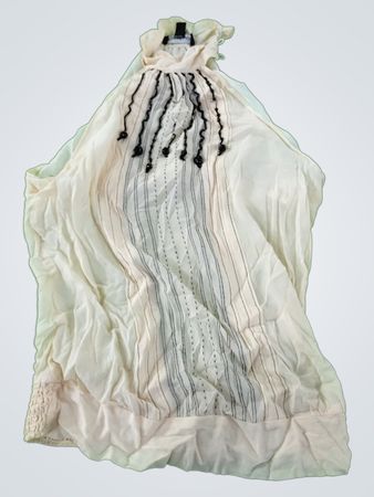 White Blouse with Black Stripes and Tassels