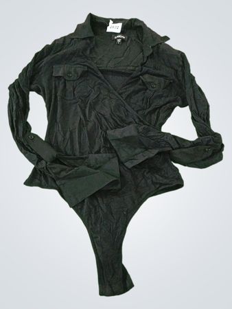 Bebe Black Long Sleeve Bodysuit