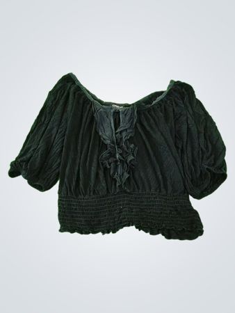 Bebe Black Smocked Blouse