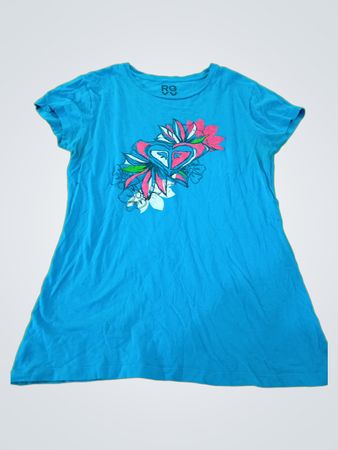 Blue T-Shirt with Floral Design