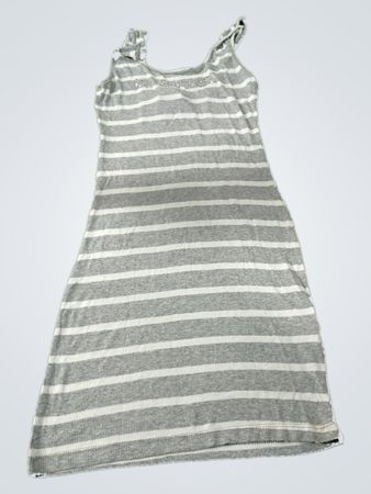 Gray and White Striped Sleeveless Dress