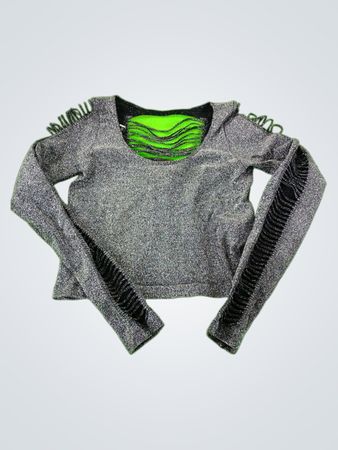 Sparkly Cropped Long Sleeve Top