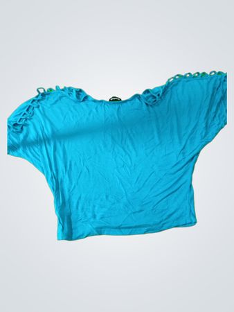 Bebe Blue Cut-out Dolman Sleeve Top