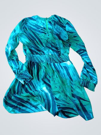 Green and Blue Striped Dress