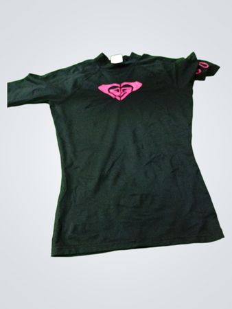 Roxy Rash Guard Long Sleeve Black Pink Logo