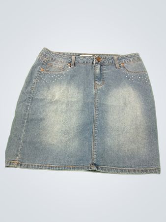 AVA & ALEX Women's Denim Skirt with Rhinestone Embellishments
