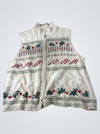 NorthCrest Women's Sleeveless Knit Vest with Snowflake and Floral Pattern