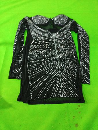 Black long-sleeved dress with rhinestones