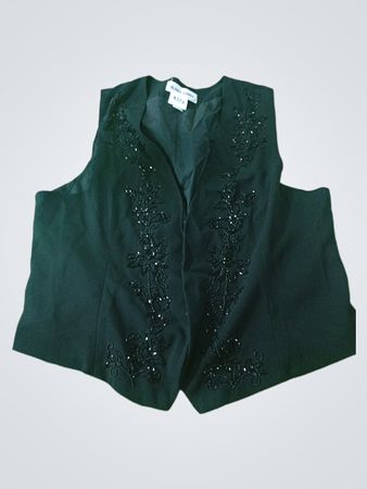 Alfred Dunner Black Beaded Vest