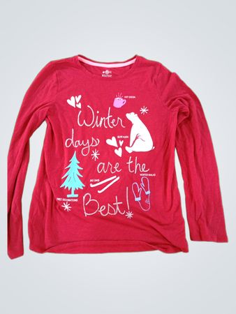 Girls Red Long Sleeve Winter Days Are The Best Graphic Tee