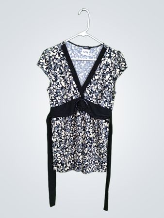 Tattoo floral print v-neck top with black sash