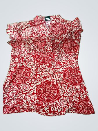 JKIA CALIFORNIA Red and White Patterned Blouse