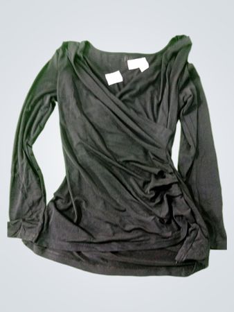 Black Long Sleeve Wrap Top