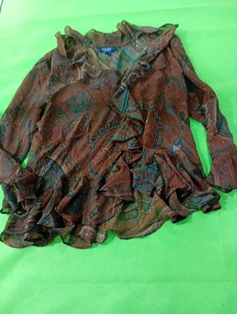Chaps Paisley Print Ruffle Blouse