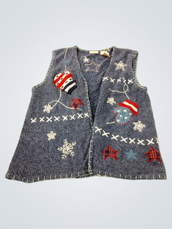 Bobbie Brooks Blue Denim Vest with Mitten and Star Appliques