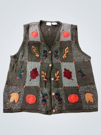 Bobbie Brooks Women's Fall Themed Patchwork Knit Vest