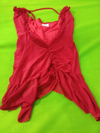 Red ruffled dress