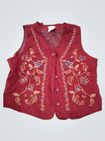White Stag Women's Embroidered Button Front Vest