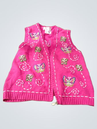 MADDY & KAY Pink Butterfly Embroidered Knit Vest
