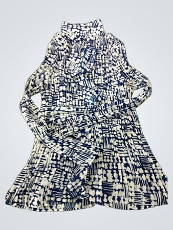 Larry Levine Blue and White Pleated Tunic