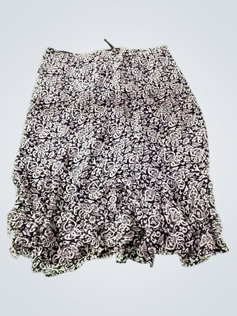 MAGGY LONDON Black and White Floral Print Midi Skirt