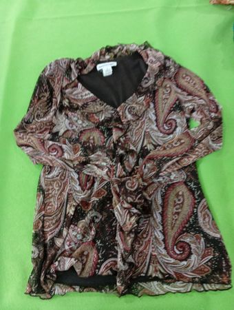 Sussan Women's Paisley Print Ruffle Blouse