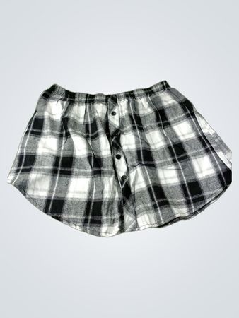 Black and white plaid skirt with buttons