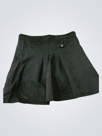 Black Pleated Skirt with Button Detail