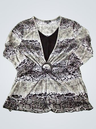 Notations Snake Print Top with Ring Detail
