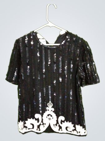 Stenay Schwarzes Pailletten-Beadtop