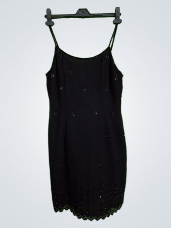 JKara Petite Schwarzes Perlenkleid