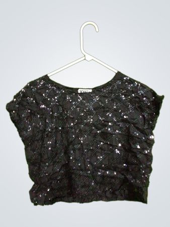 TINA Schwarzes Pailletten-Crop-Top