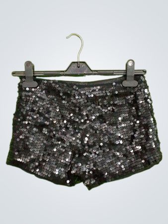 Schwarze Pailletten-Shorts