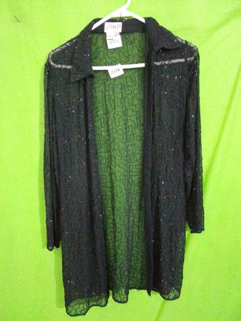 JMD New York Schwarzer Pailletten durchsichtiger Cardigan