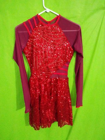 Roter Pailletten Langarmbody