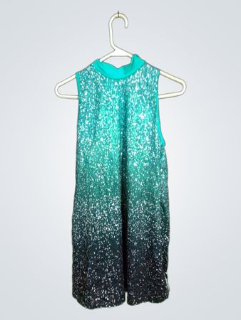 Ballett Tanz Pailletten Ombre Ärmelloses Mock Neck Keyhole Rücken Body