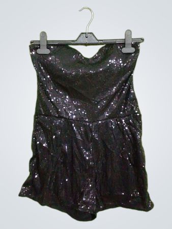 Schwarzer Pailletten Ohne Träger Jumpsuit