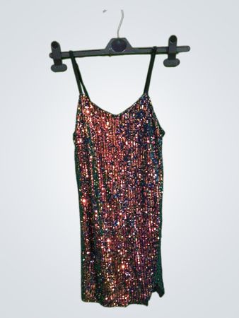 Glitzerndes Spaghetti-Träger-Minikleid