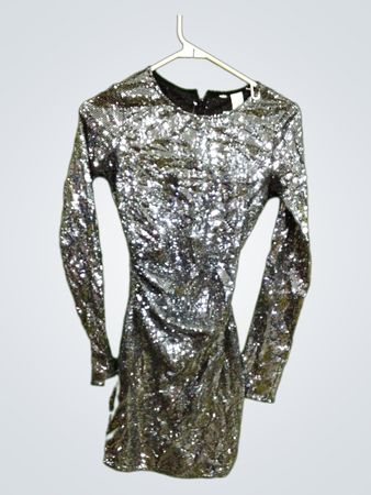 H&M Pailletten Langarm-Minikleid