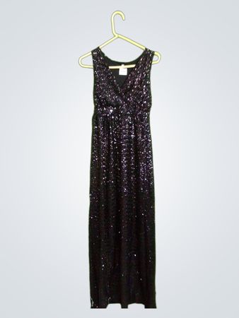 Schwarzes Pailletten-Maxikleid