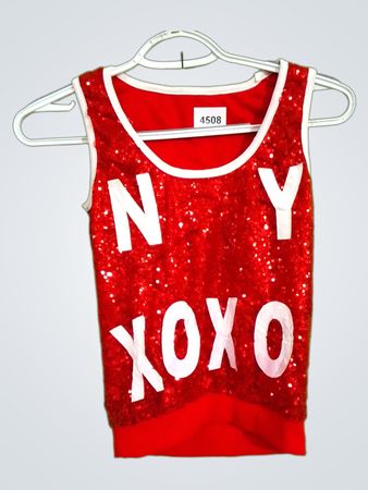 Rotes Pailletten NY XOXO Tanktop