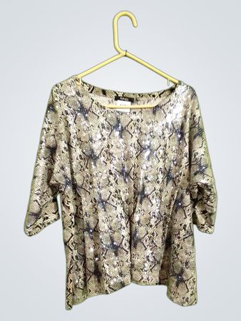 Style & Co Damen Pailletten-Schlangenprint-Top