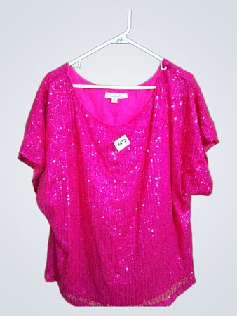 Vre & Love Pink Pailletten Kurzarmshirt