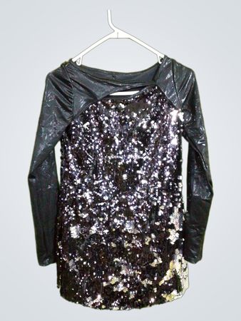Schwarzes Pailletten-Longsleeve-Oberteil