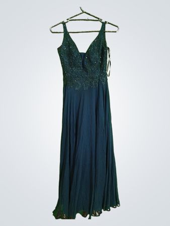 Dunkelblau verziertes Maxikleid